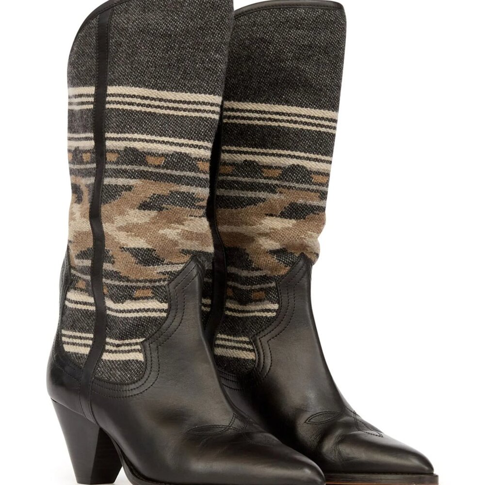 Isabel Marant Lijita Boots Black leather and Knit 37